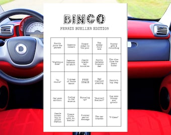 Ferris Bueller Movie Night Game Printable Bingo Cards (8) Viewing Party