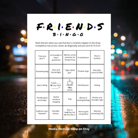 FRIENDS Bingo Game TV Series Party 8 Printable Cards TV Show Etsy