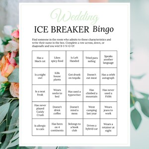 Despedida de soltera Juego para romper el hielo Boda salvia Tarjetas de bingo humanas imprimibles Conócete