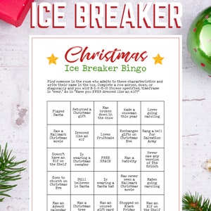 Printable Christmas Party Ice Breaker Game Human Bingo Cards Get to ...