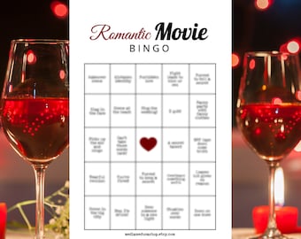 Romantic Comedy Watch Party Movie Night Bingo Game (8) Cards Group Watch