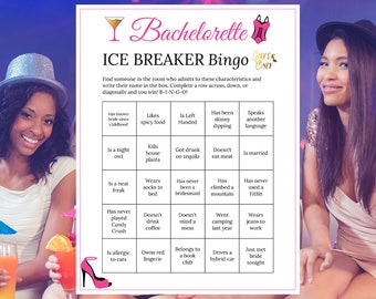 Bachelorette Party Bingo Cards Printable Game Ice Breaker Get to Know You