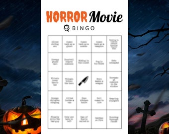 Horror Movie Watch Party Night Bingo Game (8) Printable Cards Group Watch