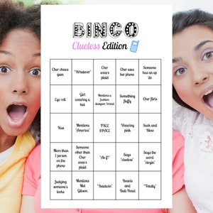 Noche de cine Juego de películas para adolescentes de los 90 Tarjetas de bingo imprimibles (8) Fiesta de visualización