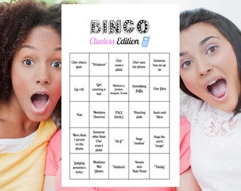 Movie Night Clueless Game Printable Bingo Cards (8) Viewing Party