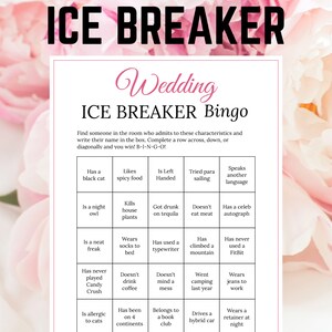 Bridal Shower Ice Breaker Game Blush Wedding Human Bingo Cards Printable Get to Know You image 4