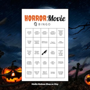 Halloween Movie Watch Party Bingo Game (8) Printable Cards Group Watch