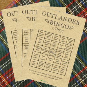 Outlander Party Tarjetas de Bingo (8) Juego Descarga Instantánea DeSjuego Imprimible TV Premiere