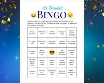 Ice Breaker Game Human Bingo Cards Get to Know You Party