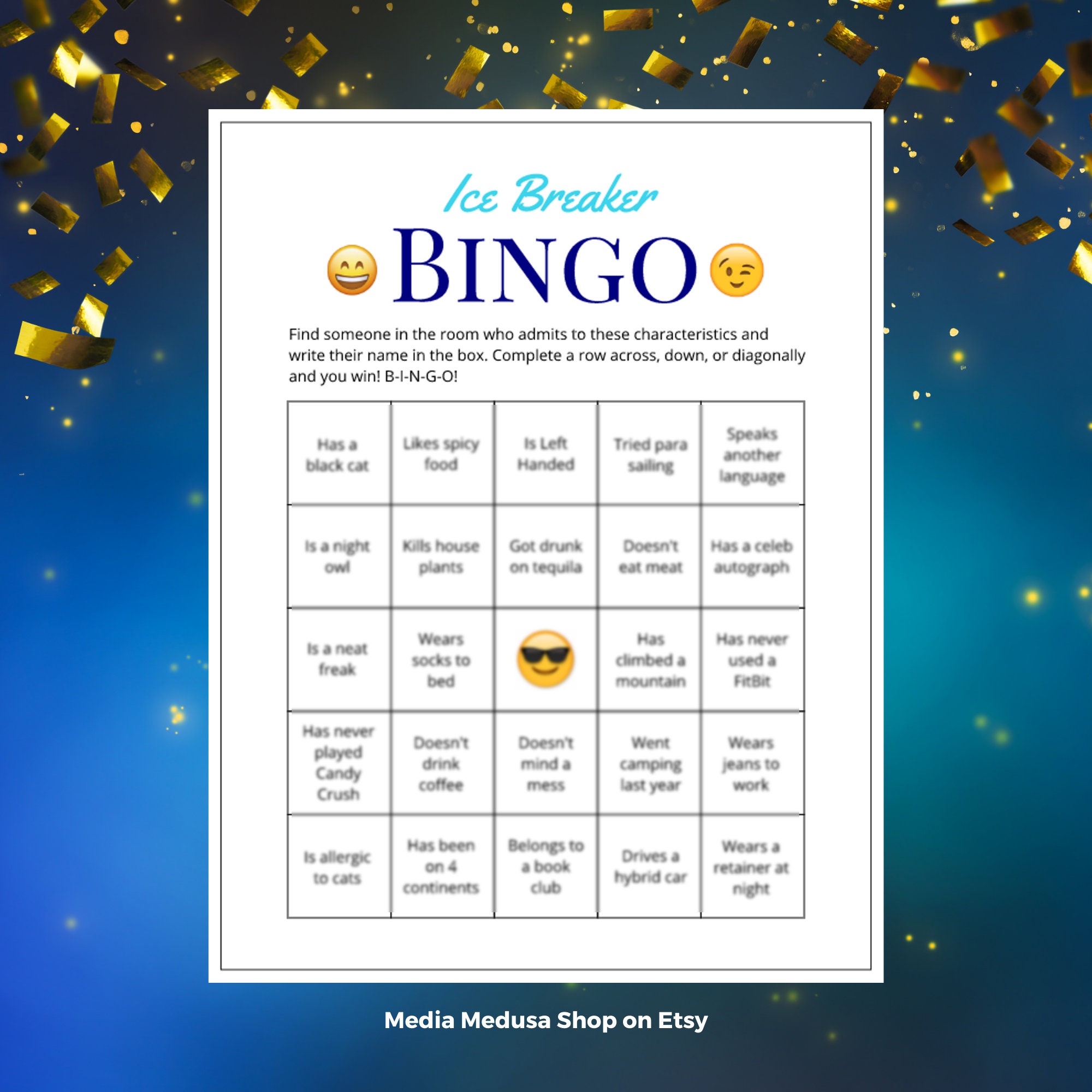 Ice Breaker Game Human Bingo Cards Get to Know You Party  Etsy For Ice Breaker Bingo Card Template