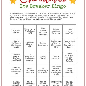 Printable Christmas Party Ice Breaker Game Human Bingo Cards Get to ...