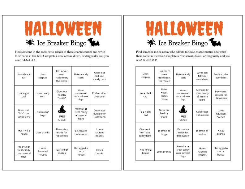 Halloween Ice Breaker for Adults Printable Party Game Etsy Norway