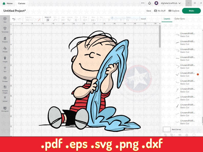 Linus and His Blanket Svg, Snoopy Svg, Peanuts SVG, Dxf, Eps, Pdf, Png