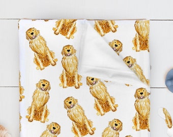 Golden Retriever Swaddle Blanket | Golden Retriever Baby Blanket, Baby Shower Gift, Baby Gift, Receiving Blanket