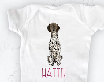 Personalized German Shorthaired Pointer Baby One Piece | GSP Baby Gift, Dog Baby Shower Gift