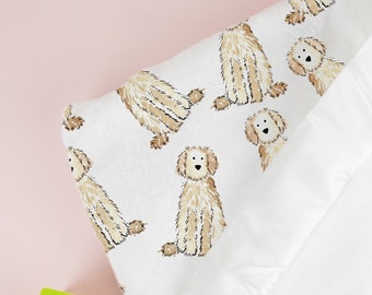 Watercolor Doodle Baby Minky Blanket with Satin Trim | Goldendoodle Baby Blanket, Labradoodle Minky Baby Blanket, Bernadoodle Baby Blanket