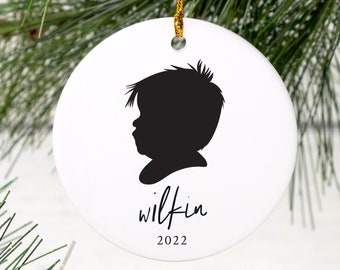 Personalized Silhouette Ceramic Ornament for Children & Pets | Pet Ornament, Child Personalized Christmas Ornament, Mini Dog Cat Portrait