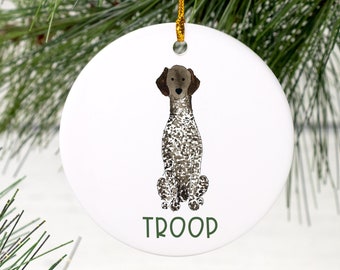 Personalized German Shorthaired Pointer Ornament | GSP , Custom Dog Ornament , Pet Christmas Ornament