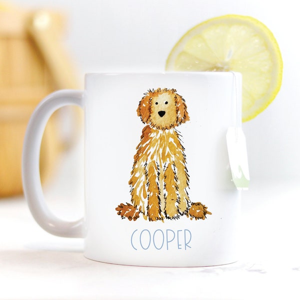 Personalized Doodle Mug | Goldendoodle Personalized Ceramic Mugs, Watercolor Pet Ceramic Labradoodle Mug, Pet Mug, Bernadoodle