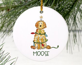 Festive Christmas Doodle Ornament | Goldendoodle Christmas Ornament, Golden Doodle Ornament, Bernadoodle, Labradoodle, Sheepadoodle