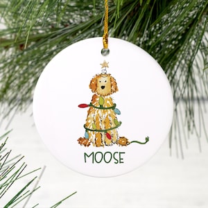 Festive Christmas Doodle Ornament | Goldendoodle Christmas Ornament, Golden Doodle Ornament, Bernadoodle, Labradoodle, Sheepadoodle