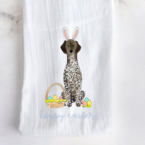 German Shorthaired Pointer Funny Bunny Easter Tea Towel | Easter Hand Towel, Spring Kitchen Towel, GSP Gift, Dog Easter Decor