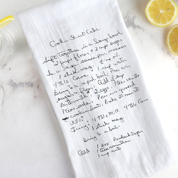 Personalized Recipe Card Towel {Custom Handwritten Recipe Tea Towel, Personalized Hand Towel, Kitchen Decor, Christmas Gifts}