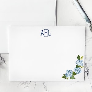 Personalized Hydrangea Stationery Set | Grandmillenial Monogram Stationery, custom Thank You Notes, Wedding Thank You Notes, Bridal Shower