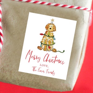 Festive Christmas Doodle Sticker Gift Tags | Personalized Labradoodle Christmas Gift Tag, Golden Doodle Christmas Tags, Bernadoodle