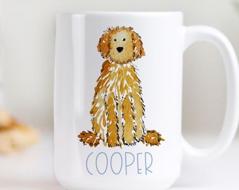 Personalized Doodle Mug | Goldendoodle Personalized Ceramic Mugs, Watercolor Pet Ceramic Labradoodle Mug, Pet Mug, Bernadoodle