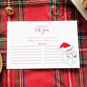 Personalized Santa Christmas Recipe Box Cards | Christmas Recipe Box, Cooking Gift Ideas, Custom Recipe Cards, Baking Christmas Gifts