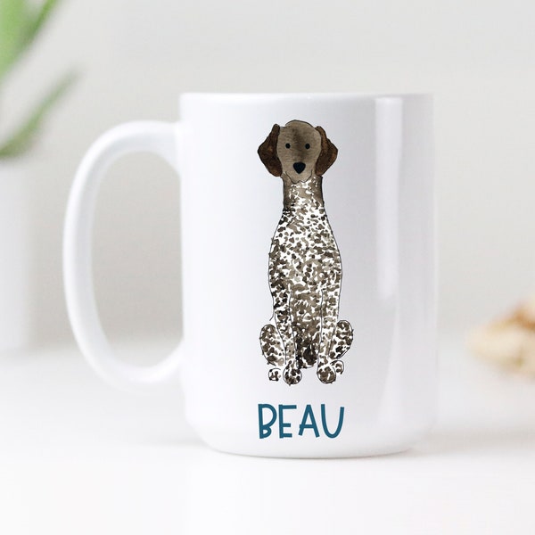 Personalized German Shorthaired Pointer Mug | GSP Mug, Watercolor Pet Personalized Ceramic Mugs, Pet Mug, Watercolor Art, GSP Print