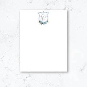 Personalized Hydrangea Crest Notepad | custom teacher notepad, hydrangea wedding crest monogram, custom stationery, to do notepad