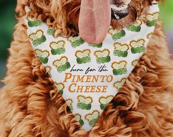 Here for the Pimento Cheese Golf Dog Tie On Bandana | Golf Tournament Patron Pet Bandana, Pimento Cheese Dog Bandana