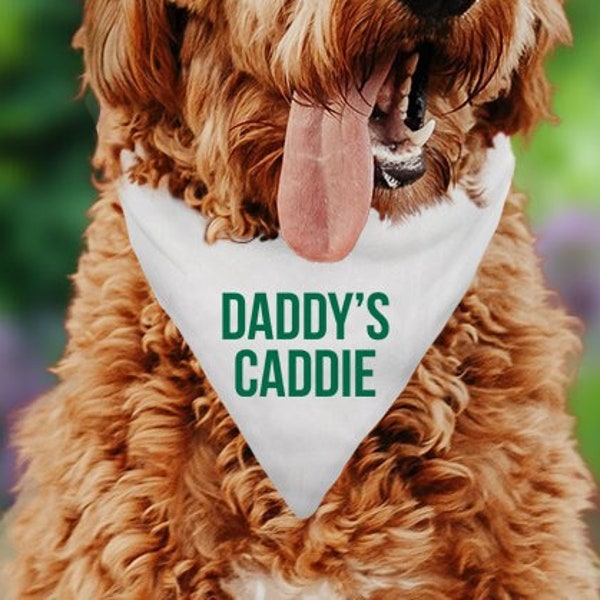 Daddy's Caddie Golf Tie On Dog Bandana | Golf Tournament Pimento Cheese Pet Bandana, Golf Master, Caddie Dog Bandana