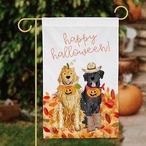 Gruselige Halloween Mix and Match Haustier Garten Flagge | Personalisierte Haustier-Yard-Flagge, Goldendoodle, Golden Retriever, Labrador, GSP, Spaniel, Katze