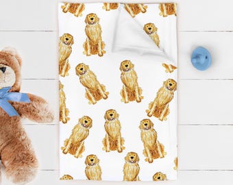 Golden Retriever Swaddle Blanket | Golden Retriever Baby Blanket, Baby Shower Gift, Baby Gift, Receiving Blanket