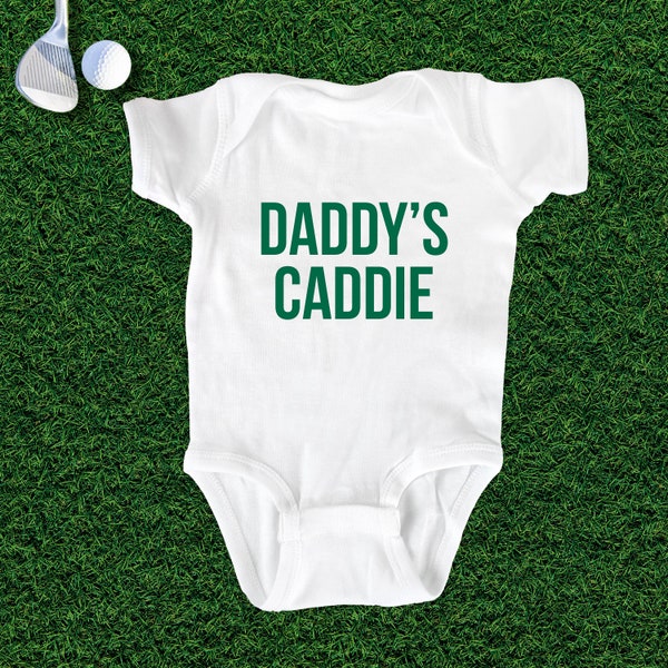 Daddy's Caddie Baby One Piece | Caddie Baby Outfit, Golf Baby Shirt, Golf Pregnancy Announcement, Golfing Caddie Outfit