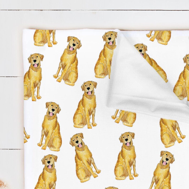 Akvarell labrador jersey-filt | Labrador babyfilt, choklad labrador babyfilt, gul labrador-filt, vit labrador babypresent Yellow