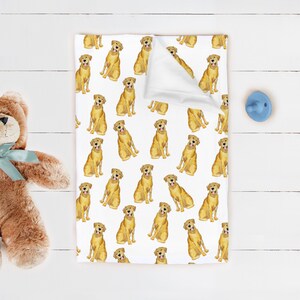 Akvarell labrador jersey-filt | Labrador babyfilt, choklad labrador babyfilt, gul labrador-filt, vit labrador babypresent bild 14
