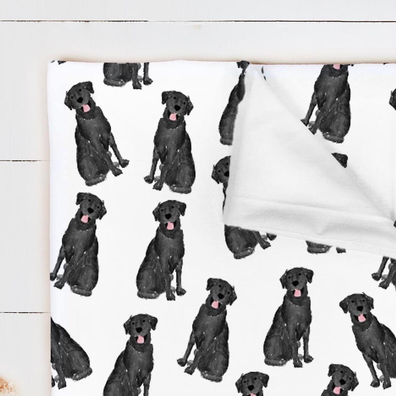 Akvarell labrador jersey-filt | Labrador babyfilt, choklad labrador babyfilt, gul labrador-filt, vit labrador babypresent Black