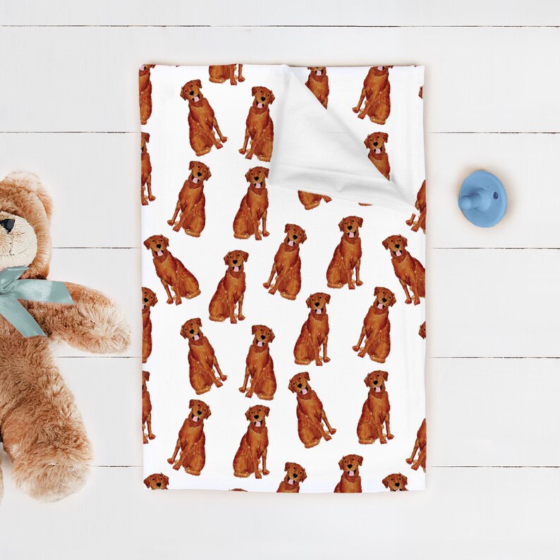 Akvarell labrador jersey-filt | Labrador babyfilt, choklad labrador babyfilt, gul labrador-filt, vit labrador babypresent bild 11