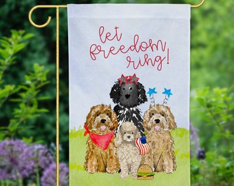 Patriotic July 4th Mix and Match Pet Garden Flag | Personalized Pet Yard Flag, Goldendoodle, Golden Retriever, Lab, GSP, Spaniel, Cat