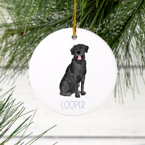 Personalized Lab Ceramic Ornament | Labrador Retriever Christmas Ornament, Custom Dog Ornament, Lab Christmas Ornament, Black Lab, Silver