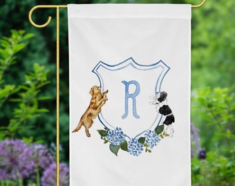 The Katherine Crest Mix and Match Pet Garden Flag | Personalized Pet Yard Flag, Goldendoodle, Golden Retriever, Lab, GSP, Spaniel, Cat