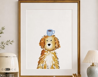 Cheers Coffee Doodle Art Print