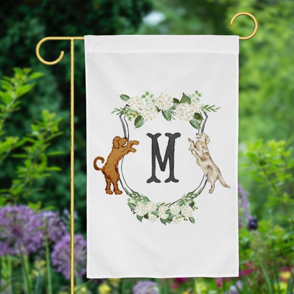 The Elizabeth Crest Mix and Match Pet Garden Flag | Personalized Pet Yard Flag, Goldendoodle, Golden Retriever, Lab, GSP, Spaniel, Cat