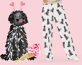 Schwarz Lovey Dovey Gekritzel Pyjama Hose | Schwarzer Goldendoodle Pyjama, Goldendoodle Pyjama, Goldendoodle Pyjama, Labradoodle Pyjama
