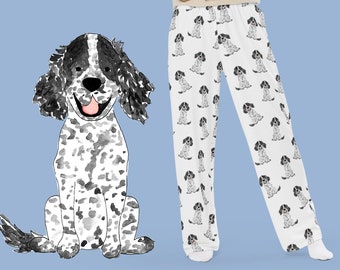 Black Parti Spaniel Pajama Pants | Cocker Spaniel Pajamas, Springer Spaniel Gift
