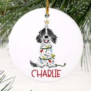 Christmas Festive Spaniel Ornament | Boykin Spaniel Christmas Ornament, Springer Spaniel Custom Dog Ornament